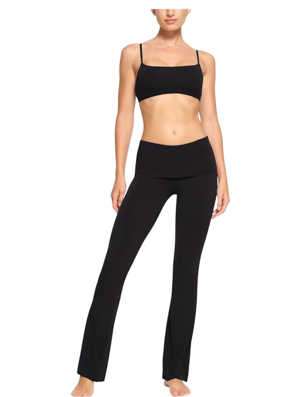 SKIMS Cotton Jersey Foldover Flare Pants Soot Washed Black XL NWT